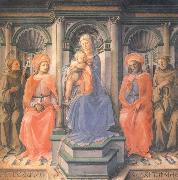 Fra Filippo Lippi, Madonna and Child Enthroned with Sts Francis,Damian,Cosmas and Anthony of Padua